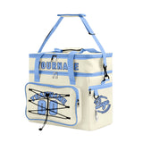 Custom Cream Blue All-Over Print Double Layer Insulated Cooler Bag - Waterproof 600D Oxford Picnic Tote for Team Events & Outdoor BBQ