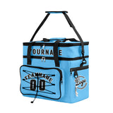 Portable Double Layer Cooler Bag - Waterproof Insulated Picnic Tote for Camping & Family Outings Blue Black