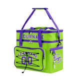 Custom Green Purple All-Over Print Double Layer Insulated Cooler Bag - Waterproof 600D Oxford Picnic Tote for Team Events & Outdoor BBQ