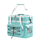 Custom Cyan White All-Over Print Double Layer Insulated Cooler Bag - Waterproof 600D Oxford Picnic Tote for Team Events & Outdoor BBQ