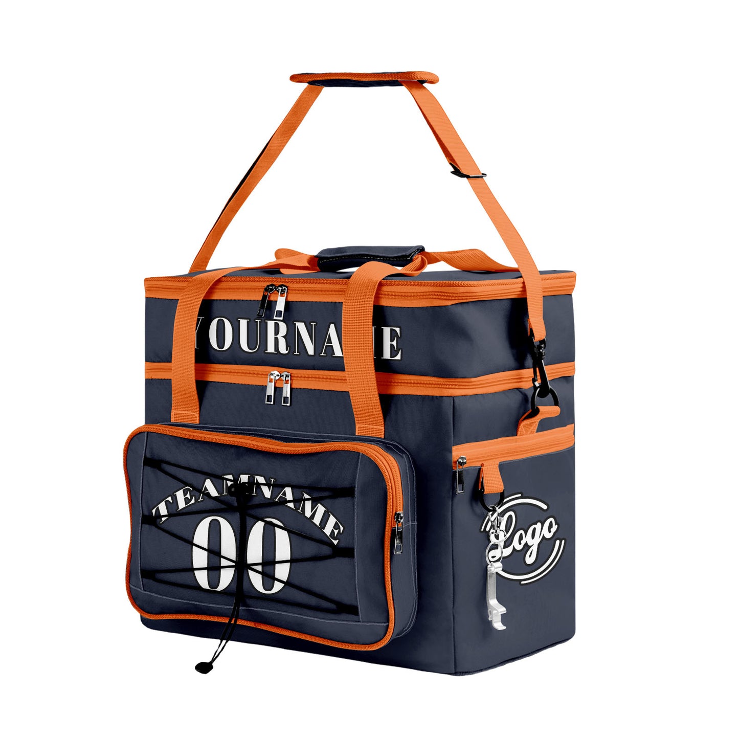 Portable Double Layer Cooler Bag - Waterproof Insulated Picnic Tote for Camping & Family Outings Blue Orange