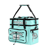 Custom Cyan Black All-Over Print Double Layer Insulated Cooler Bag - Waterproof 600D Oxford Picnic Tote for Team Events & Outdoor BBQ