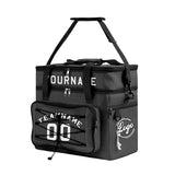 Custom Grey Black All-Over Print Double Layer Insulated Cooler Bag - Waterproof 600D Oxford Picnic Tote for Team Events & Outdoor BBQ