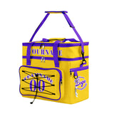 Custom Yellow Purple All-Over Print Double Layer Insulated Cooler Bag - Waterproof 600D Oxford Picnic Tote for Team Events & Outdoor BBQ