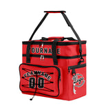 Custom Red Black All-Over Print Double Layer Insulated Cooler Bag - Waterproof 600D Oxford Picnic Tote for Team Events & Outdoor BBQ