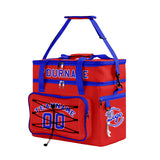 Custom Red Blue All-Over Print Double Layer Insulated Cooler Bag - Waterproof 600D Oxford Picnic Tote for Team Events & Outdoor BBQ