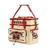 Custom Cream Red All-Over Print Double Layer Insulated Cooler Bag - Waterproof 600D Oxford Picnic Tote for Team Events & Outdoor BBQ