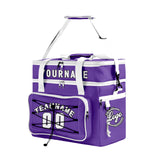 Custom Purple White All-Over Print Double Layer Insulated Cooler Bag - Waterproof 600D Oxford Picnic Tote for Team Events & Outdoor BBQ