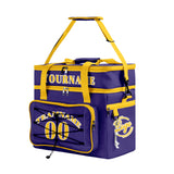 Custom Purple Yellow All-Over Print Double Layer Insulated Cooler Bag - Waterproof 600D Oxford Picnic Tote for Team Events & Outdoor BBQ