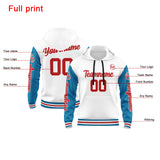 Custom Blue White Red Hoodie Personalized Mens Pullover Hoodie Printed Team Name Number Logo for Women