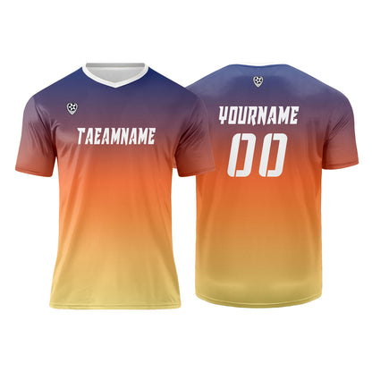 Custom Blue Orange Yellow Uniform Jersey Kids Adults Personalized Set Jersey Shirt