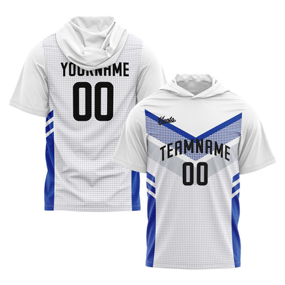 Custom White Blue Short Sleeve Hoodies for Men Women Shirts with Hoods Printed Name Logo