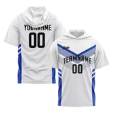 Custom White Blue Short Sleeve Hoodies for Men Women Shirts with Hoods Printed Name Logo