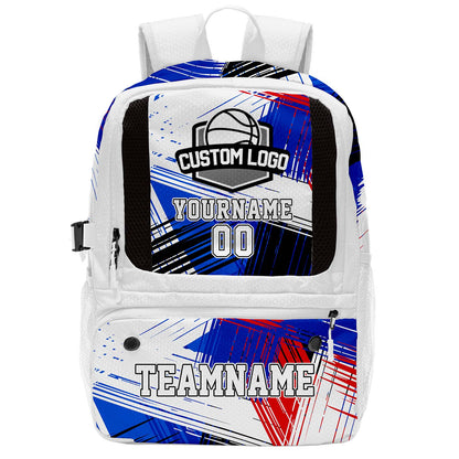 Custom White Basketball Soccer Backpack Personalized Player Names - Numbers & Team Logo #150-BP-0914-0022