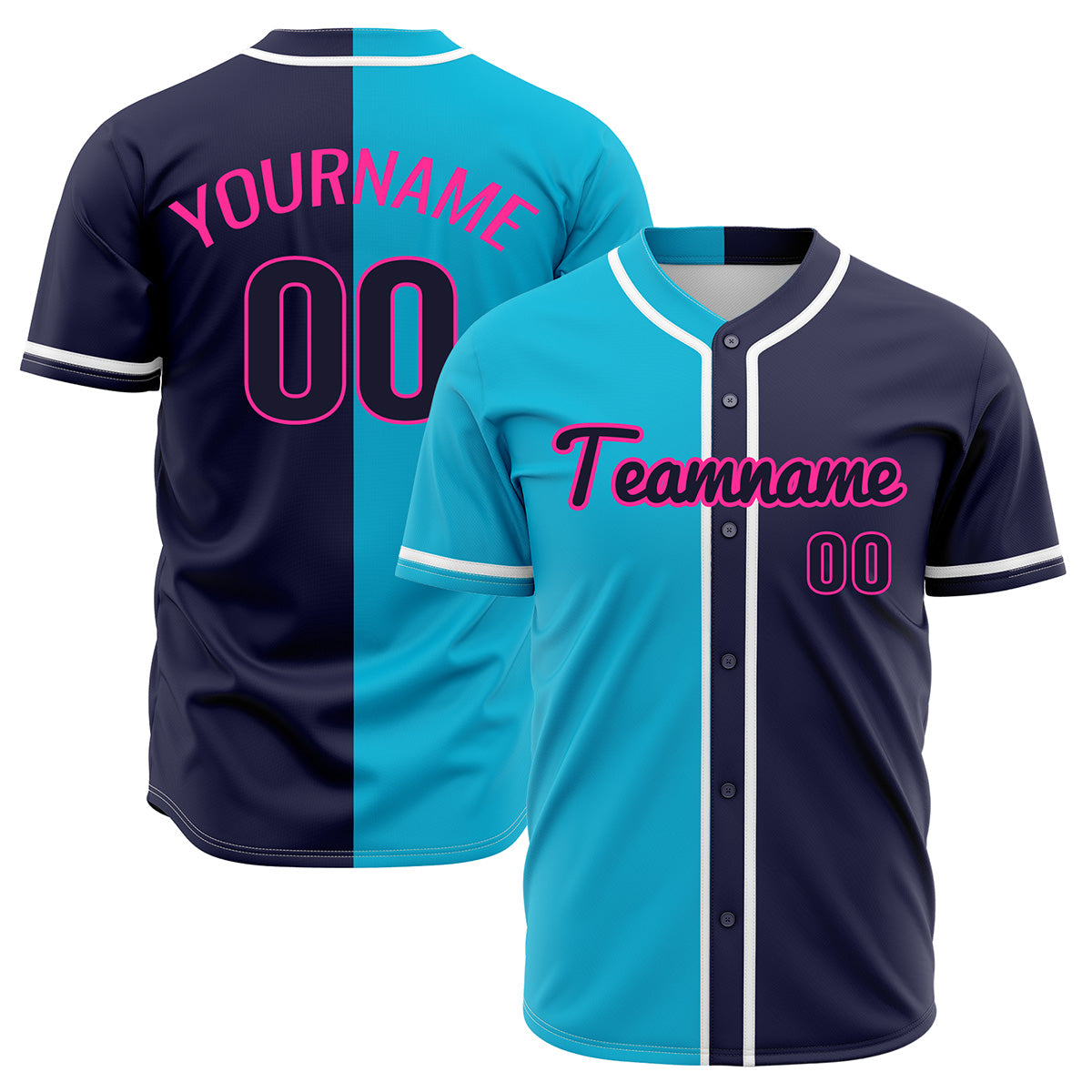 Custom Dark Blue Cyan Hip Hop Baseball Jersey Stitched Printed - Personalized Name Number Shirts #BB-0919-0047