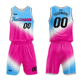 Custom Light Blue-White-Hot Pink Basketball Suit for Adults and Kids  Personalized Jersey