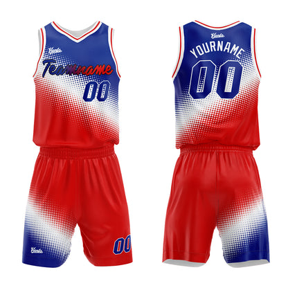 Custom Royal-White-Red Basketball Suit for Adults and Kids  Personalized Jersey