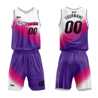 Custom White-Hot Pink-Purple Basketball Suit for Adults and Kids  Personalized Jersey