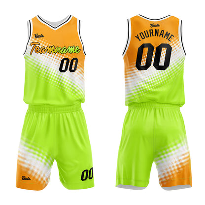 Custom Orange-White-Green Basketball Suit for Adults and Kids  Personalized Jersey