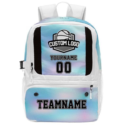 Custom White Basketball Soccer Backpack Personalized Player Names - Numbers & Team Logo #150-BP-0914-0030
