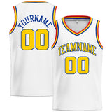 Custom Stitched Basketball Jersey for Men, Women And Kids White-Yellow-Royal-Red