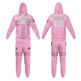 Custom Pink Hoodie Sweatshirt Set for Men Women Youth Tops and Pants Set Tracksuit