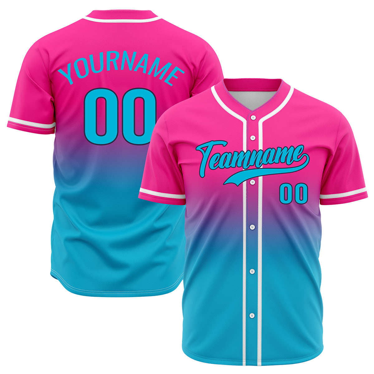 Custom Pink Cyan Hip Hop Baseball Jersey Stitched Printed - Personalized Name Number Shirts #BB-0919-0083