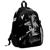 Customize Black White Sports Backpacks Featuring Personalized Names, Numbers and Logos