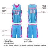 Custom Blue Pink Reversible Basketball Suit for Adults and Kids Personalized Jersey