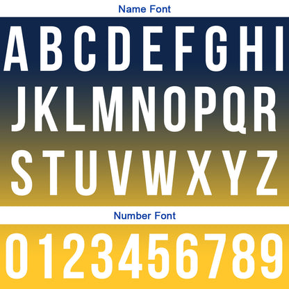 Custom Navy Yellow Football Gradient Polo Shirts  Add Your Unique Logo/Name/Number