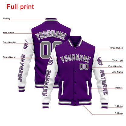 Custom Varsity Jacket Letterman jacket for Men, Women and Youth Orange Purple White