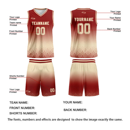 Custom Red Beige Gradient Basketball Jersey Uniform Suit Printed Your Logo Name Number