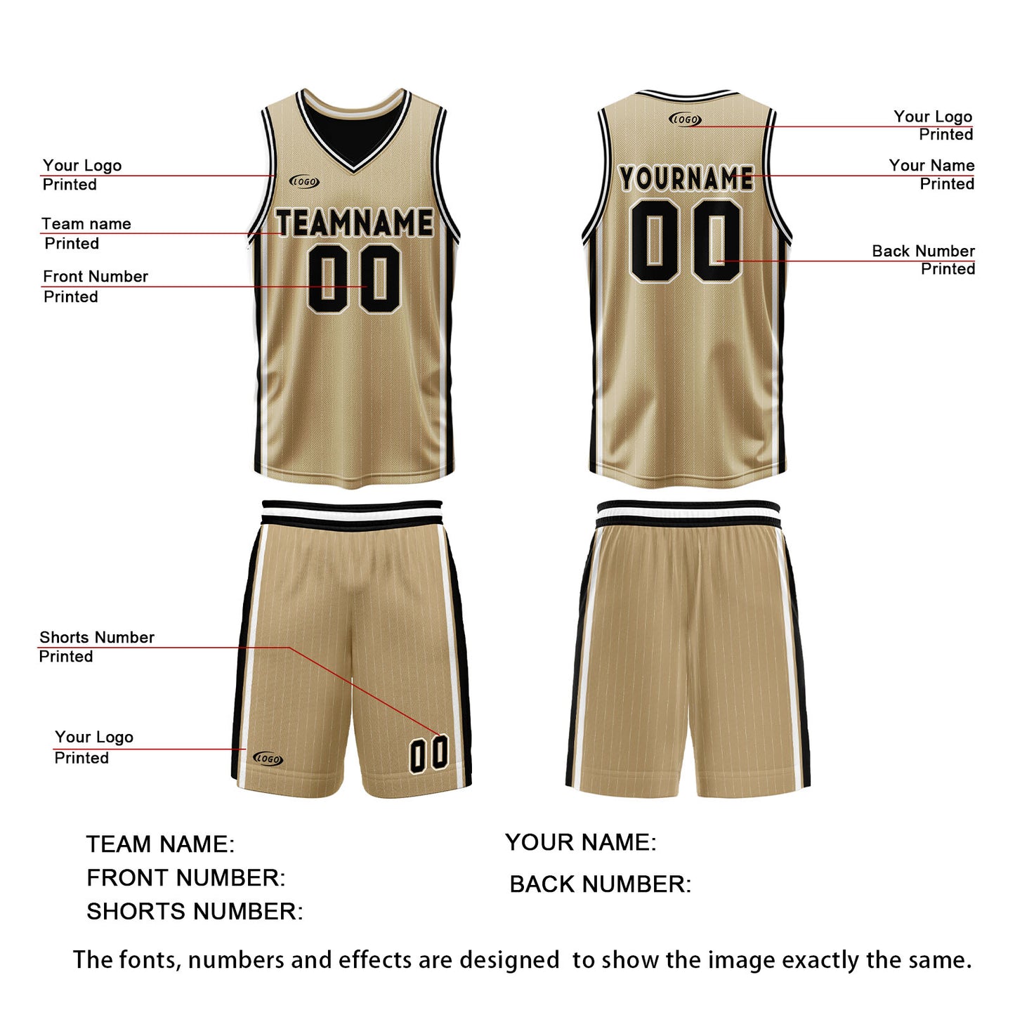 Custom Gold Black Reversible Basketball Suit for Adults and Kids Personalized Jersey