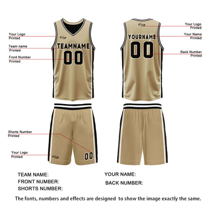 Custom Gold Black Reversible Basketball Suit for Adults and Kids Personalized Jersey