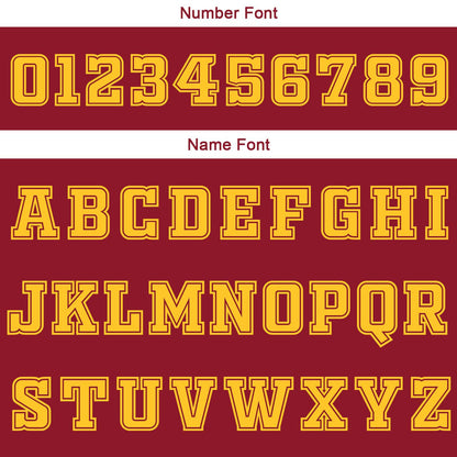 Custom Burgundy White Yellow Reversible Basketball Suit for Adults and Kids Personalized Jersey