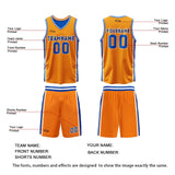 Custom Orange Blue Reversible Basketball Suit for Adults and Kids Personalized Jersey
