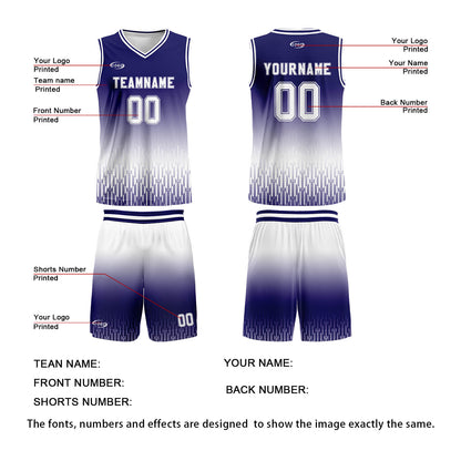 Custom Blue White Gradient Basketball Jersey Uniform Suit Printed Your Logo Name Number