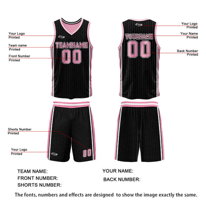 Custom Black Pink Reversible Basketball Suit for Adults and Kids Personalized Jersey