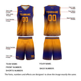 Custom Blue Yellow Gradient Basketball Jersey Uniform Suit Printed Your Logo Name Number