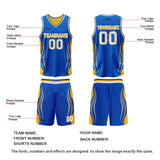 Custom Blue Yellow Reversible Basketball Suit for Adults and Kids Personalized Jersey
