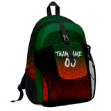 Customize Green Orange Sports Backpacks Featuring Personalized Names, Numbers and Logos