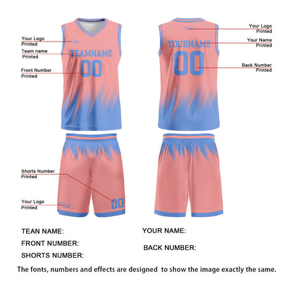 Custom Pink Blue Basketball Jersey Uniform Suit Printed Your Logo Name Number