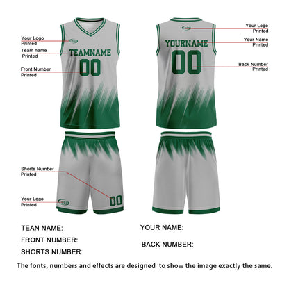 Custom Grey Green Basketball Jersey Uniform Suit Printed Your Logo Name Number