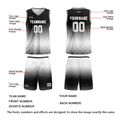 Custom Black White Gradient Basketball Jersey Uniform Suit Printed Your Logo Name Number