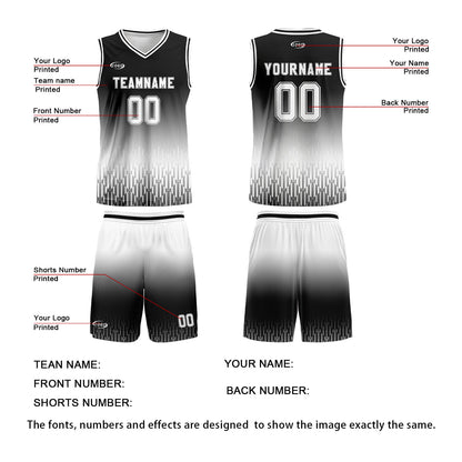 Custom Black White Gradient Basketball Jersey Uniform Suit Printed Your Logo Name Number