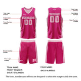 Custom Rose Red Pink Reversible Basketball Suit for Adults and Kids Personalized Jersey