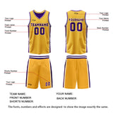 Custom Yellow Purple Reversible Basketball Suit for Adults and Kids Personalized Jersey