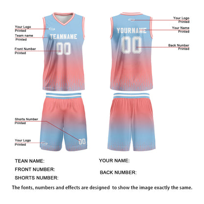 Custom Blue  Pink White Gradient Basketball Jersey Uniform Suit Printed Your Logo Name Number