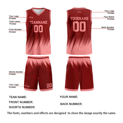 Custom Red Pink Basketball Jersey Uniform Suit Printed Your Logo Name Number