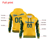 Custom Green Yellow  Hoodie Personalized Mens Pullover Hoodie Printed Team Name Number Logo for Women